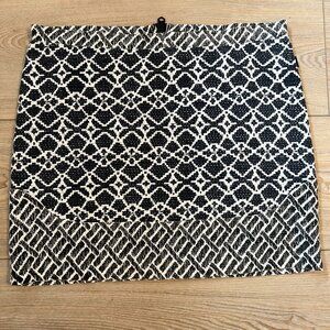 🩶10 Feet Black & Cream Retro  Boho Aztec Mini Skirt Size L  100% cotton